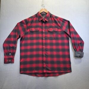 Swiss Tech Men's Redโ Plaid Long Sleeve Button Up Flip Cuff Shirt Size Large
